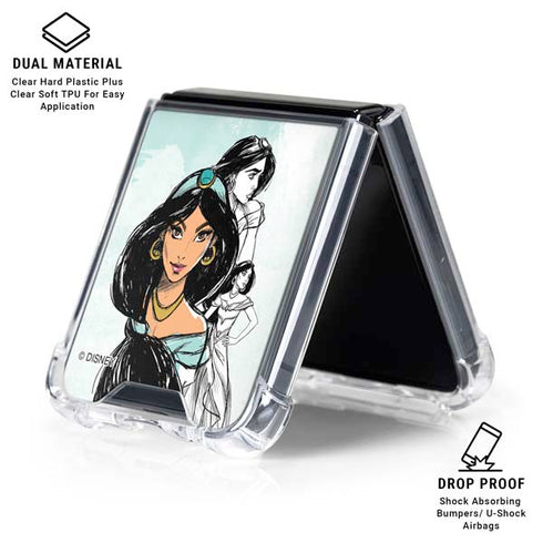 Disney Princess Jasmine Sketch Galaxy Z Flip7 Clear Case
