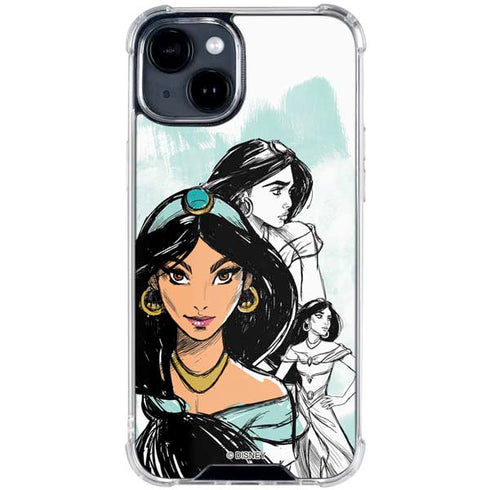 Disney Princess Jasmine Sketch iPhone 15 Clear Case