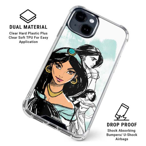Disney Princess Jasmine Sketch iPhone 15 Clear Case