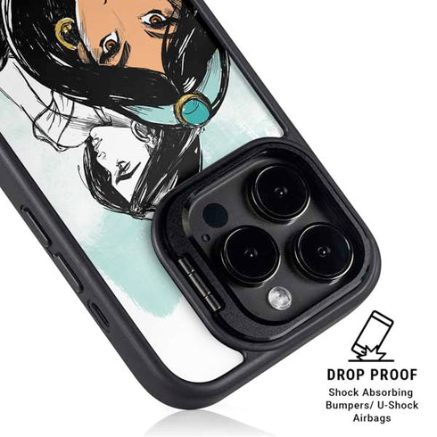 Disney Princess Jasmine Sketch iPhone 15 Pro Kickstand Case