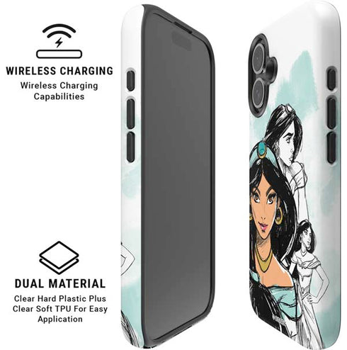 Disney Princess Jasmine Sketch iPhone 16 Magsafe Impact Case