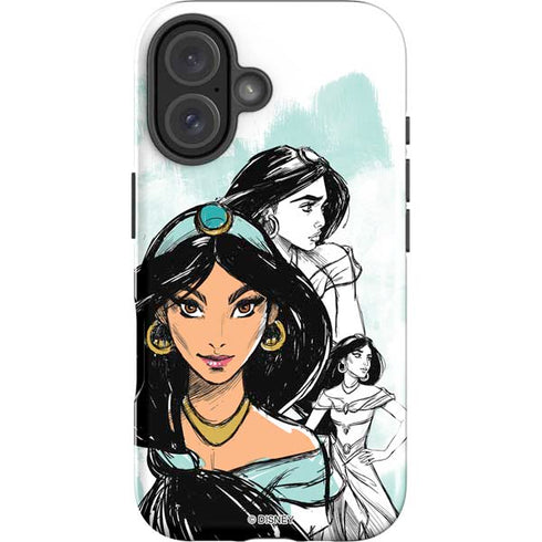 Disney Princess Jasmine Sketch iPhone 16 Plus Impact Case