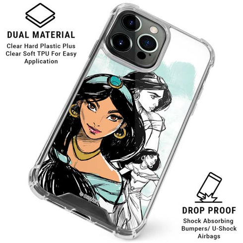 Disney Princess Jasmine Sketch iPhone 16 Pro Clear Case