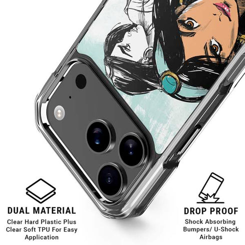 Disney Princess Jasmine Sketch iPhone 17 Pro Max Clear Case