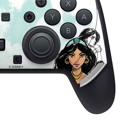 Disney Princess Jasmine Sketch Nintendo Switch 2 (2025) Pro Controller Skin