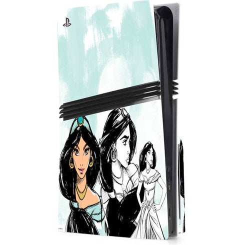 Disney Princess Jasmine Sketch PS5 Pro Disk Console Skin