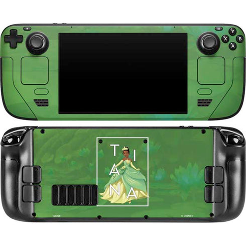 Disney Princess Tiana Floral Steam Deck Handheld Gaming Computer OLED Skin