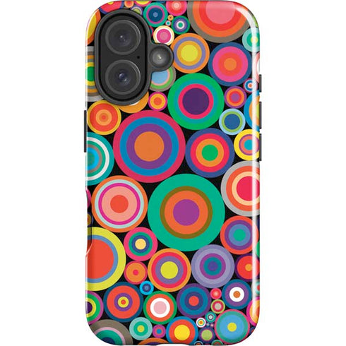 Psychedelic Circles iPhone 16 Plus Impact Case