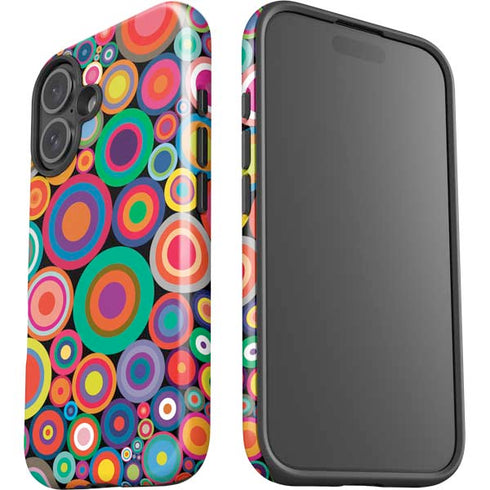 Psychedelic Circles iPhone 16 Plus Impact Case