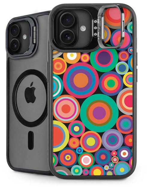 Psychedelic Circles iPhone 16 Plus Kickstand Case
