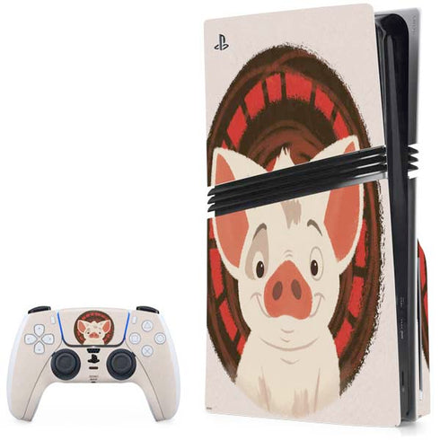 Disney Princess Moana Pua Close Up PS5 Pro Disk Bundle Skin
