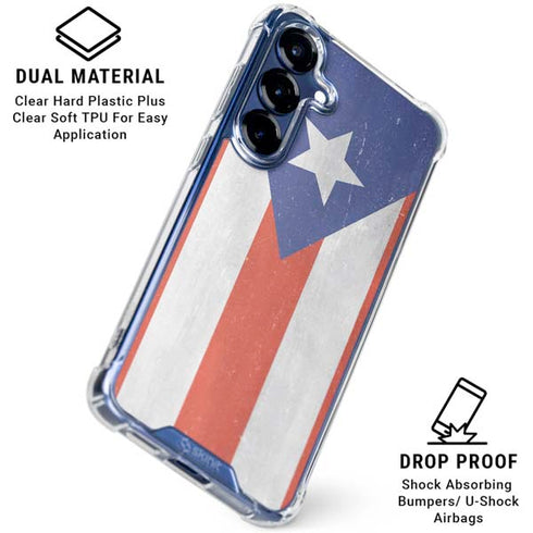 Puerto Rico Flag Distressed Galaxy S25 Plus Clear Case