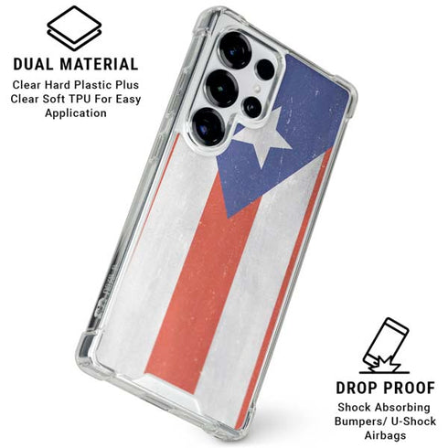 Puerto Rico Flag Distressed Galaxy S25 Ultra Clear Case