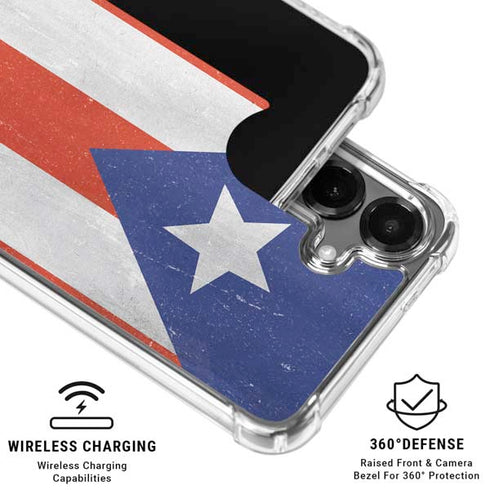 Puerto Rico Flag Distressed Galaxy S26 Clear Case