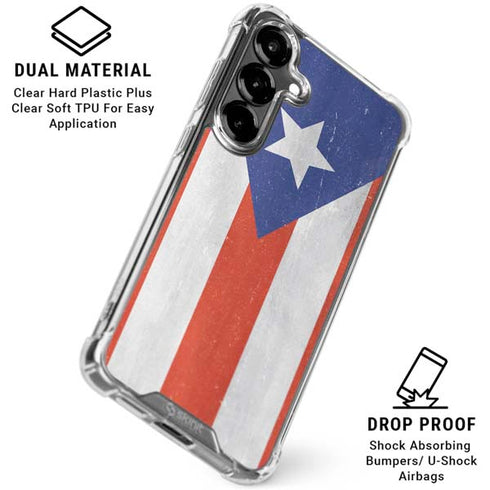 Puerto Rico Flag Distressed Galaxy S26 Clear Case