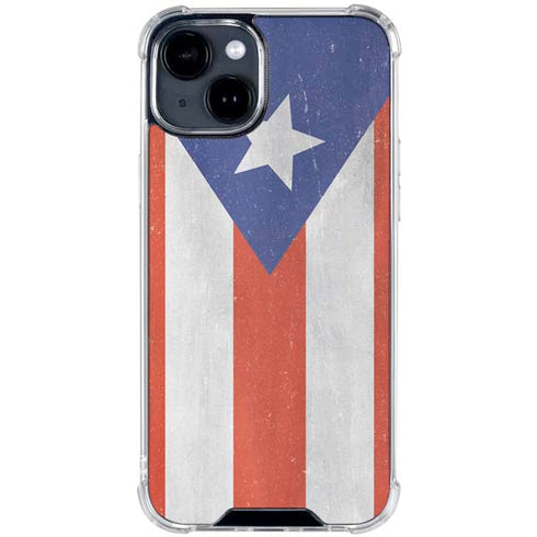 Puerto Rico Flag Distressed iPhone 15 Clear Case