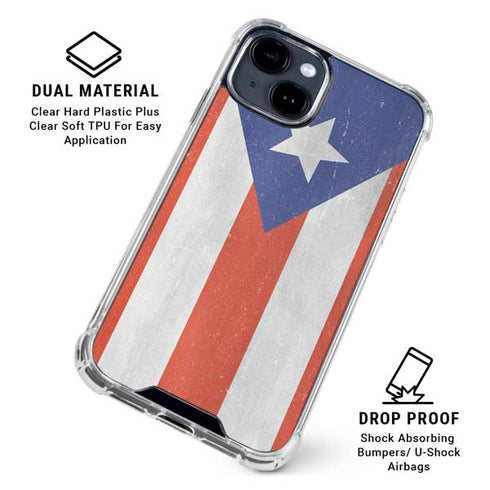 Puerto Rico Flag Distressed iPhone 15 Clear Case