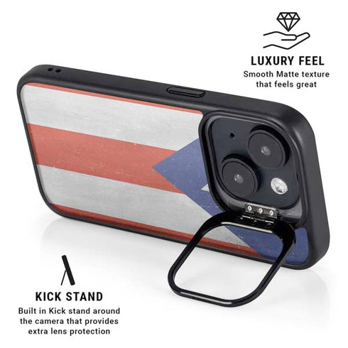 Puerto Rico Flag Distressed iPhone 15 Kickstand Case