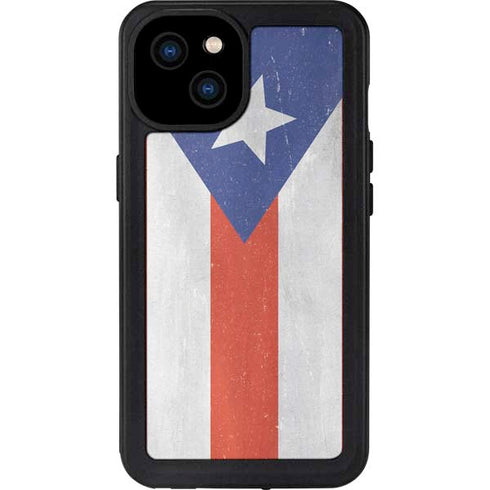 Puerto Rico Flag Distressed iPhone 15 Plus Waterproof Case
