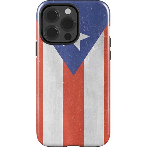 Puerto Rico Flag Distressed iPhone 15 Pro Impact Case