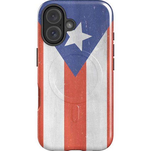 Puerto Rico Flag Distressed iPhone 16 Magsafe Impact Case