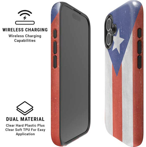 Puerto Rico Flag Distressed iPhone 16 Magsafe Impact Case