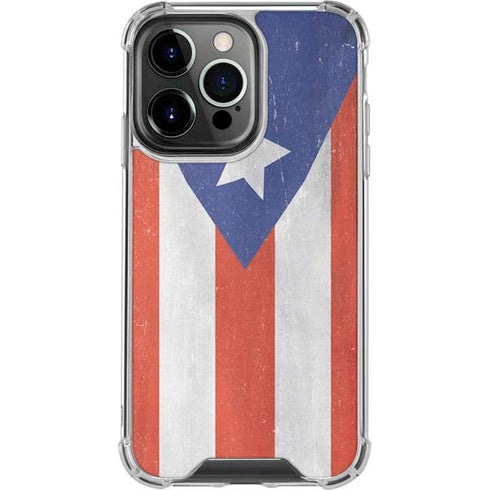Puerto Rico Flag Distressed iPhone 16 Pro Clear Case