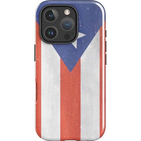 Puerto Rico Flag Distressed iPhone 16 Pro Impact Case