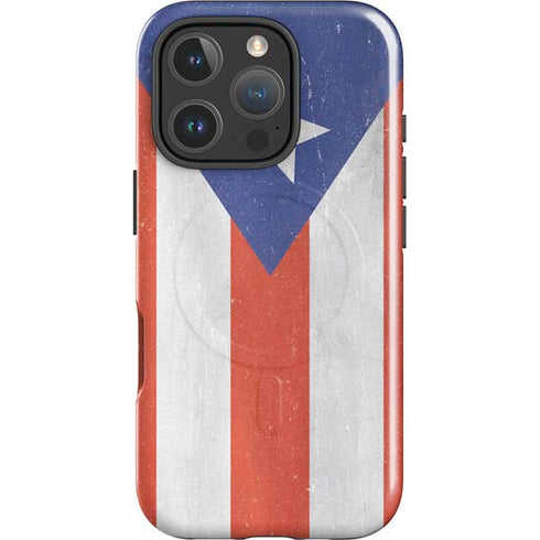Puerto Rico Flag Distressed iPhone 16 Pro Magsafe Impact Case