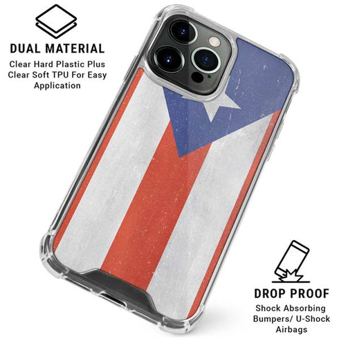Puerto Rico Flag Distressed iPhone 16 Pro Max Clear Case