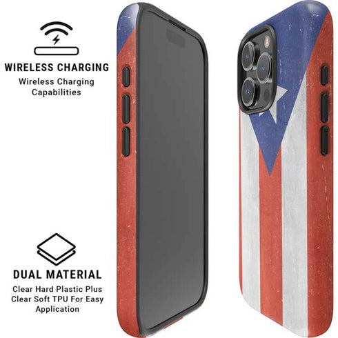 Puerto Rico Flag Distressed iPhone 16 Pro Max Magsafe Impact Case