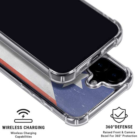 Puerto Rico Flag Distressed iPhone 17 Clear Case