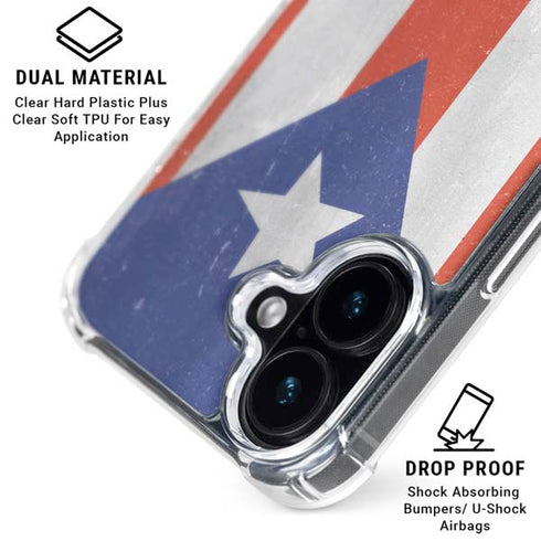 Puerto Rico Flag Distressed iPhone 17 Clear Case