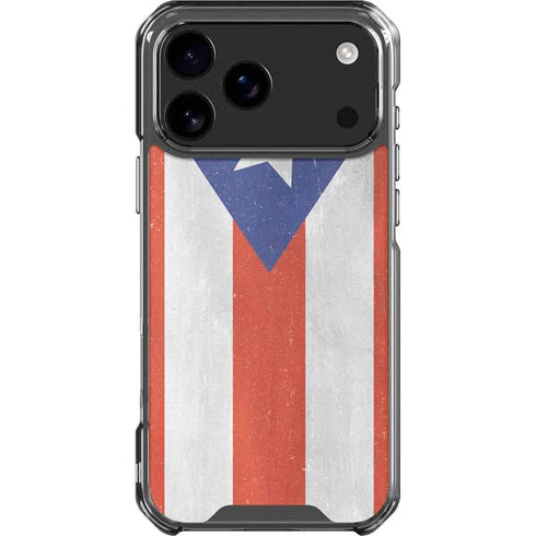 Puerto Rico Flag Distressed iPhone 18 Pro Max Clear Case