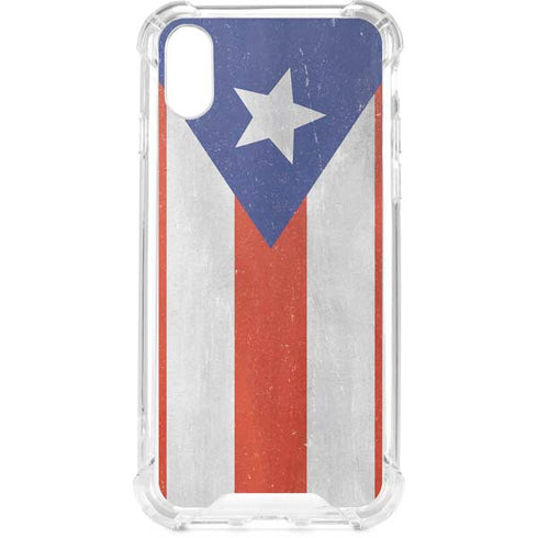 Puerto Rico Flag Distressed iPhone XS Clear Case