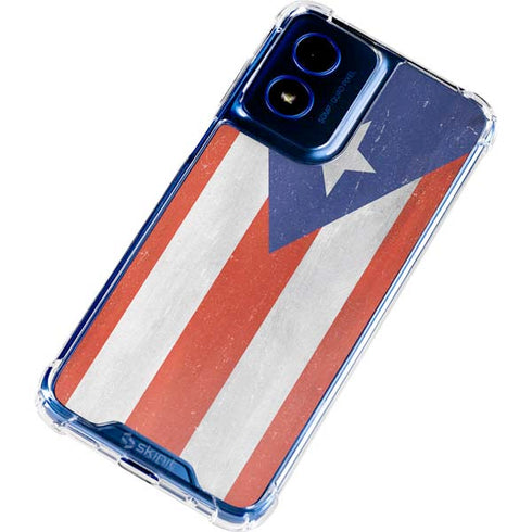 Puerto Rico Flag Distressed Moto G Play 4G (2024) Clear Case