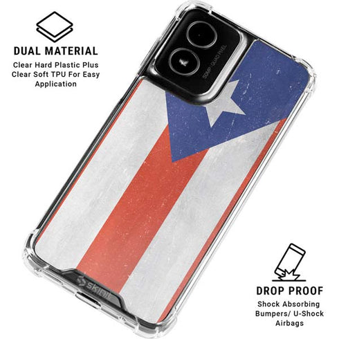 Puerto Rico Flag Distressed Moto G Power 5G (2024) Clear Case