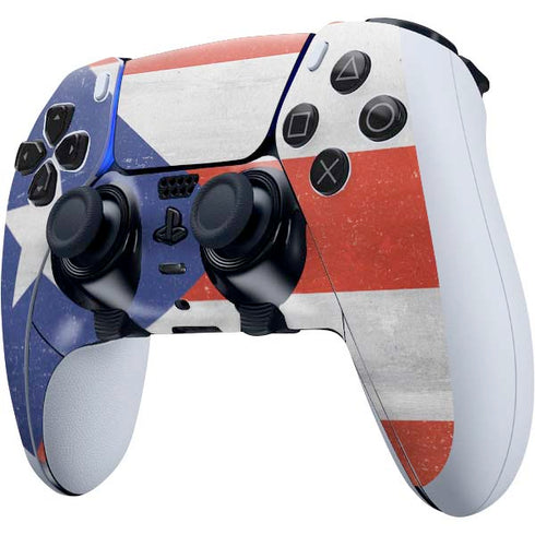 Puerto Rico Flag Distressed PS5 DualSense Edge Pro Controller Skin