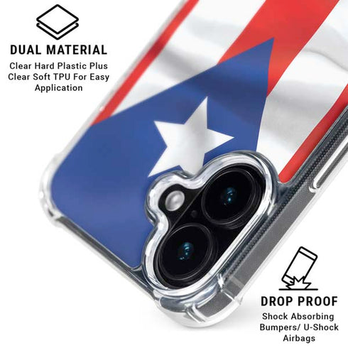 Puerto Rico Flag iPhone 16 Plus Clear Case