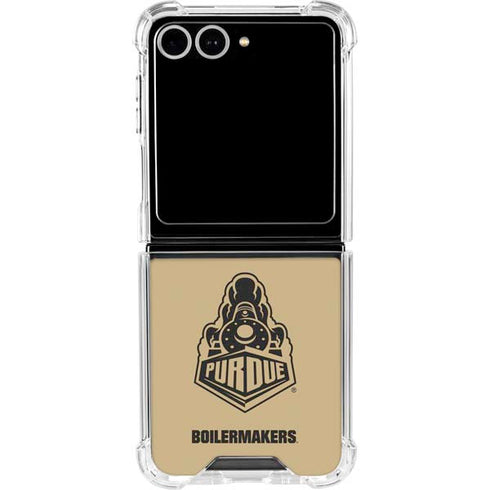 Purdue Gold Signature Logo Galaxy Z Flip7 Clear Case