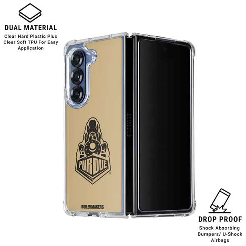 Purdue Gold Signature Logo Galaxy Z Fold7 Clear Case