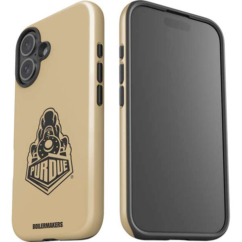 Purdue Gold Signature Logo iPhone 16 Plus Impact Case