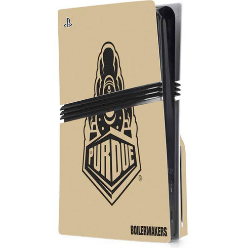 Purdue Gold Signature Logo PS5 Pro Disk Console Skin