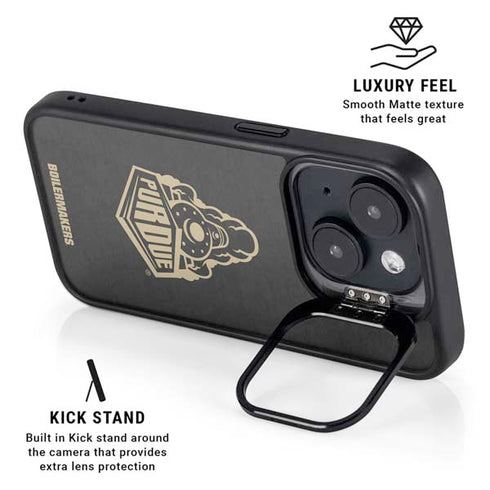Purdue University Signature Logo iPhone 15 Plus Kickstand Case