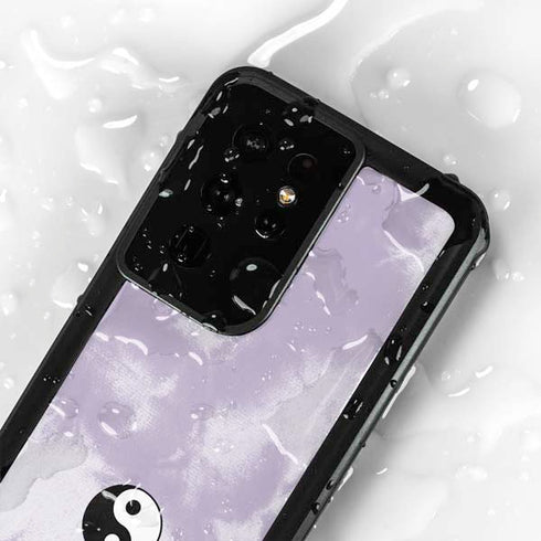 Purple and White Tie Dye Galaxy S24 Ultra Waterproof Case