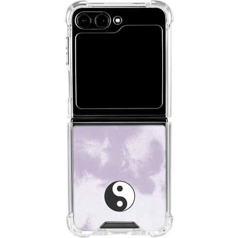 Purple and White Tie Dye Galaxy Z Flip6 Clear Case