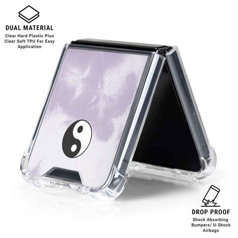 Purple and White Tie Dye Galaxy Z Flip6 Clear Case