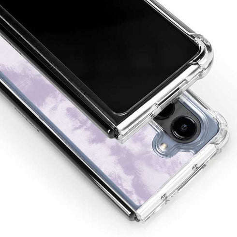 Purple and White Tie Dye Galaxy Z Fold5 5G Clear Case