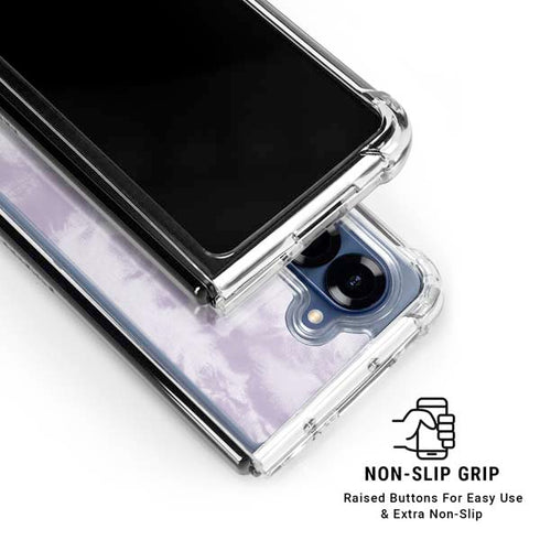 Purple and White Tie Dye Galaxy Z Fold6 Clear Case