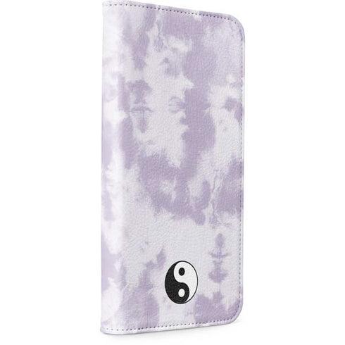 Purple and White Tie Dye iPhone 15 Folio Case